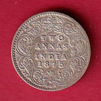 british india 1875 victoria queen 2 annas silver coin – FC6404