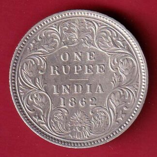 BRITISH INDIA 1862 VICTORIA QUEEN ONE RUPEE BEAUTIFUL SILVER COIN– FC6422