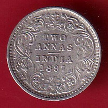 british india 1897 victoria empress 2 annas silver coin – FC6423