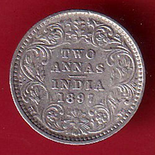 british india 1897 victoria empress 2 annas silver coin – FC6423