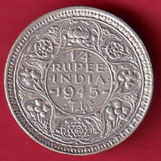 British India 1945 Bombay Mint George Vi 1/4  Rupee silver coin - FC6463
