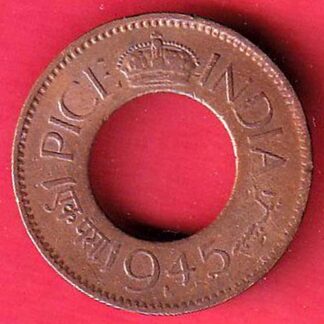 British india king george vi 1945 one pice beautiful copper Coin  - f8327