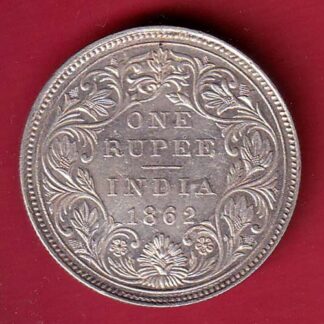 BRITISH INDIA 1862 VICTORIA QUEEN ONE RUPEE BEAUTIFUL SILVER COIN :- f8412