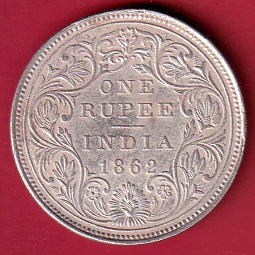 BRITISH INDIA 1862 VICTORIA QUEEN ONE RUPEE BEAUTIFUL SILVER COIN  - f8296
