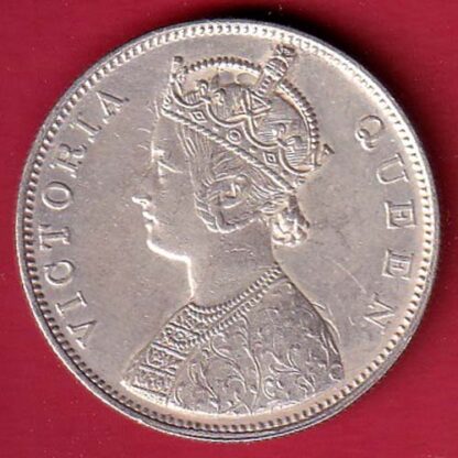 BRITISH INDIA 1862 VICTORIA QUEEN ONE RUPEE BEAUTIFUL SILVER COIN  - f8296 - Image 2