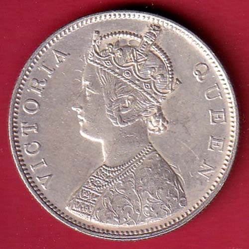 BRITISH INDIA 1862 VICTORIA QUEEN ONE RUPEE BEAUTIFUL SILVER COIN  - f8296 - Image 2