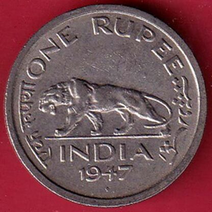 george vi king emperor 1947 one rupee coin- f8352