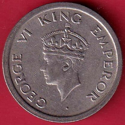 george vi king emperor 1947 one rupee coin- f8352 - Image 2