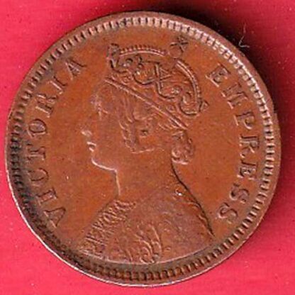 british india 1889 victoria empress 1/2 pice copper coin  – FC6555 - Image 2