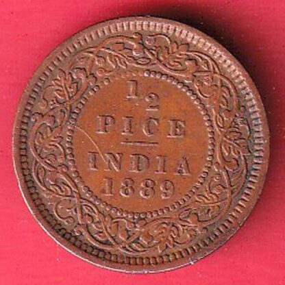 british india 1889 victoria empress 1/2 pice copper coin  – FC6555