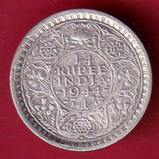 British India 1944 George VI King 1/4 rupee silver coin–f8259