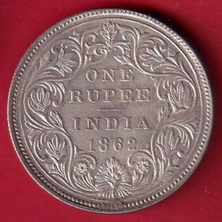 BRITISH INDIA 1862 VICTORIA QUEEN ONE RUPEE BEAUTIFUL SILVER COIN:- F8270