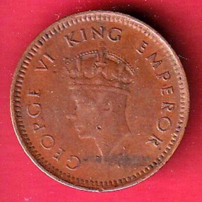 BRITISH INDIA 1939 GEORGRE VI KING 1/2 PICE COPPER COIN:- F8275 - Image 2