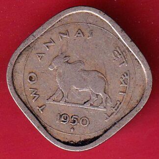 GOVERNMENT OF INDIA 1950 two ANNA bombay mint coin- f8326