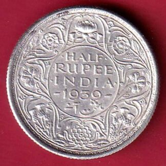 BRITISH INDIA 1939 GEORGE VI HALF RUPEE SILVER COIN– FC6468