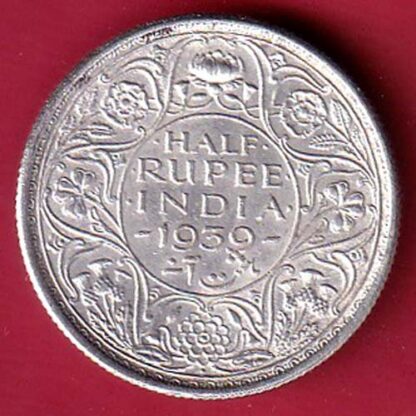 BRITISH INDIA 1939 GEORGE VI HALF RUPEE SILVER COIN– FC6468