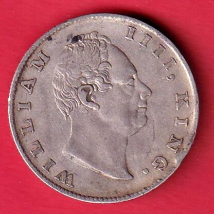EAST INDIA COMPANY 1835 “F INCUSED” WILLIAM IIII KING GEORGE ONE RUPEE SILVER COIN – FC6474
