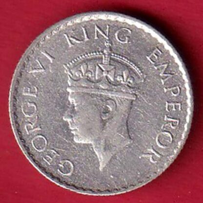 BRITISH INDIA 1940 GEORGE VI BOMBAY MINT VI 1/4 RUPEE SILVER COIN– FC6475 - Image 2