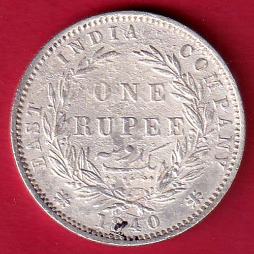 EAST INDIA COMPANY 1840 DIVIDED LEGEND VICTORIA QUEEN ONE RUPEE SILVER COIN – FC6477 - Image 2