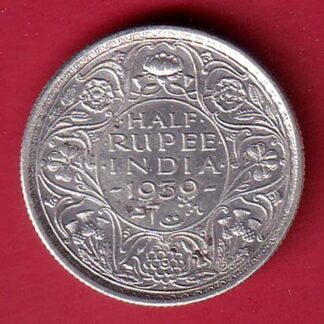 BRITISH INDIA 1939 bombay mint GEORGE VI HALF RUPEE SILVER COIN– FC6491