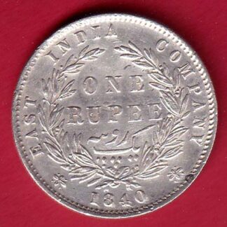 EAST INDIA COMPANY 1840 DIVIDED LEGEND VICTORIA QUEEN ONE RUPEE SILVER COIN– FC6492