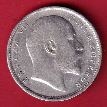 BRITISH INDIA 1908 EDWARD VII KING EMPEROR ONE RUPEE SILVER COIN– FC6494 - Image 2