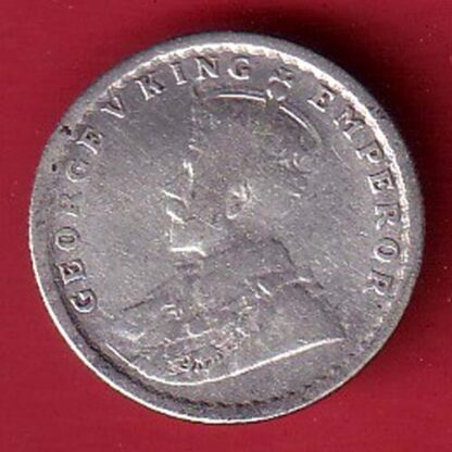 british india 1919 george v 1/4 rupee silver coin  – FC6495