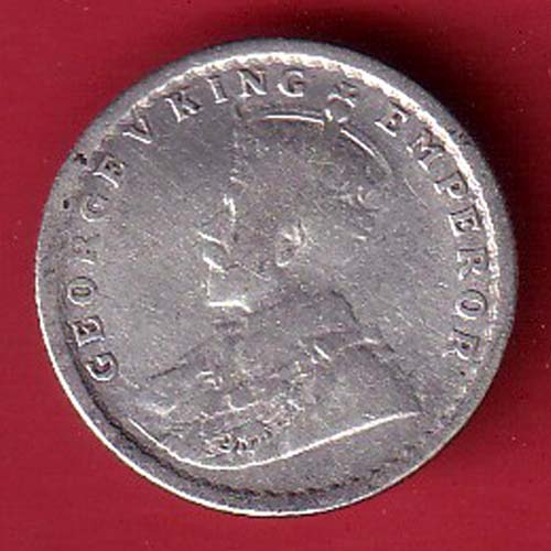 british india 1919 george v 1/4 rupee silver coin  – FC6495