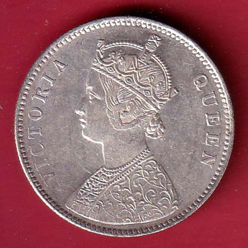 BRITISH INDIA (“0/4 DOTS ”) 1862 VICTORIA QUEEN ONE RUPEE BEAUTIFUL SILVER COIN – FC6502 - Image 2