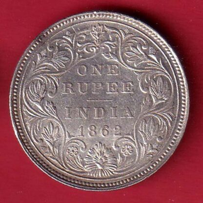 BRITISH INDIA 1862 VICTORIA QUEEN ONE RUPEE BEAUTIFUL SILVER COIN– FC6511