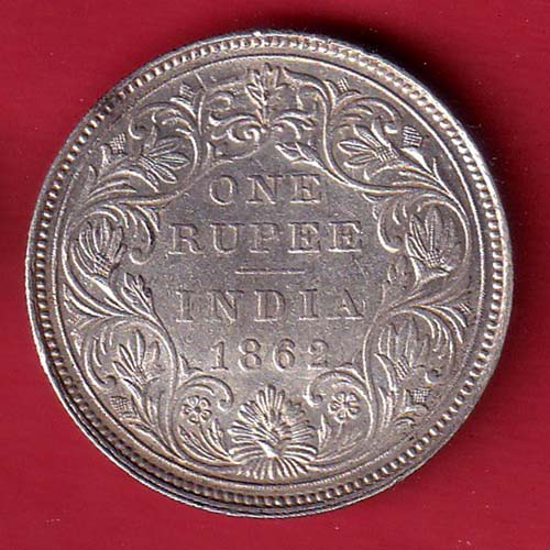 BRITISH INDIA 1862 VICTORIA QUEEN ONE RUPEE BEAUTIFUL SILVER COIN– FC6511