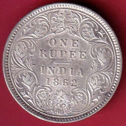 "EXTRA FINE CONDITION" BRITISH INDIA 1862 VICTORIA QUEEN ONE RUPEE BEAUTIFUL SILVER COIN– FC6522