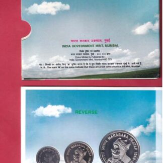 Maharana Pratap Commemorative Coin Set (2003) issued by the India Government Mint, Mumbai.Maharana Pratap (1540–1597) the great Rajput ruler of Mewar, known for his valor and the Battle of Haldighati (1576). – FC6626