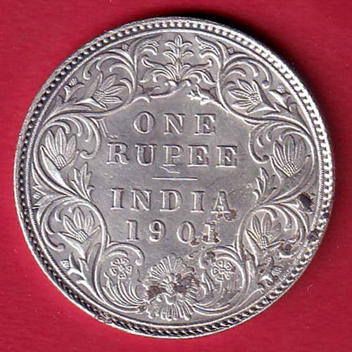 British india 1901 victoria empress one rupee scarce silver coin  – FC6557