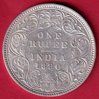 british india 1890 victoria empress one rupee silver coin  – FC6559