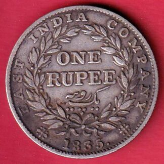 EAST INDIA COMPANY 1835 “RS INCUSED” WILLIAM IIII KING GEORGE ONE RUPEE SILVER COIN – FC6561