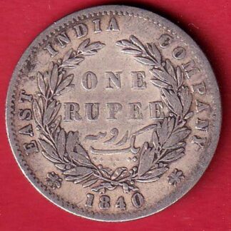 EAST INDIA COMPANY 1840 DIVIDED LEGEND VICTORIA QUEEN ONE RUPEE SILVER COIN – FC6563