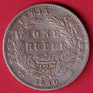 EAST INDIA COMPANY 1840 DIVIDED LEGEND VICTORIA QUEEN ONE RUPEE SILVER COIN – FC6564