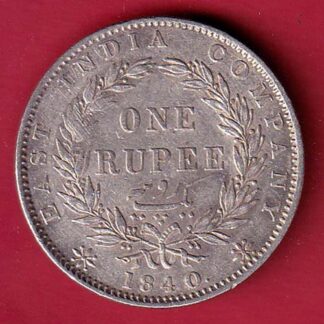 EAST INDIA COMPANY 1840 DIVIDED LEGEND VICTORIA QUEEN ONE RUPEE SILVER COIN  – FC6581