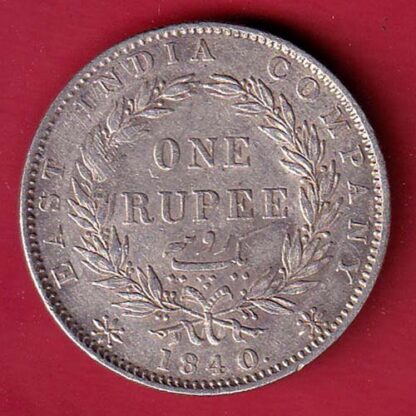 EAST INDIA COMPANY 1840 DIVIDED LEGEND VICTORIA QUEEN ONE RUPEE SILVER COIN  – FC6581
