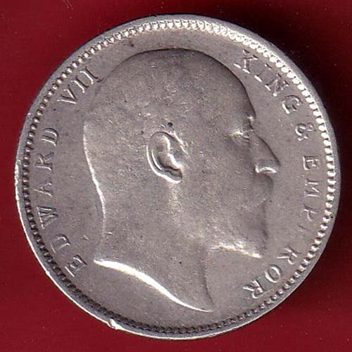 BRITISH INDIA 1908 EDWARD VII KING EMPEROR ONE RUPEE SILVER COIN:- FC6602 - Image 2