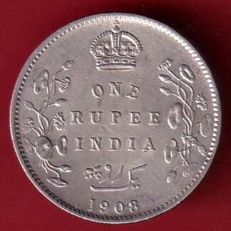 BRITISH INDIA 1908 EDWARD VII KING EMPEROR ONE RUPEE SILVER COIN:- FC6602