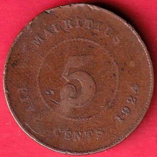 geroge v king empror of india  Mauritius, 1924  five Cents.- fc6660