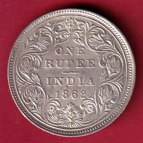 BRITISH INDIA 1862 VICTORIA QUEEN ONE RUPEE BEAUTIFUL SILVER COIN - FC6699