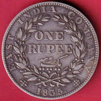 EAST INDIA COMPANY 1835 “F INCUSED” WILLIAM IIII KING GEORGE ONE RUPEE SILVER COIN- FC6714