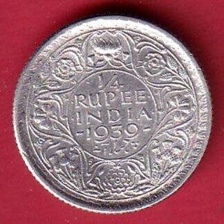 British India 1939 George vi King Emperor 1/4 Rupee silver coin – FC6784