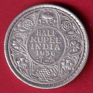 British India king geoge v 1936 HALF Rupee silver coin– FC6786