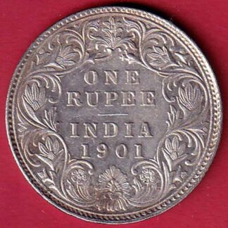 British india 1901 victoria empress one rupee scarce silver coin  :- FC6789
