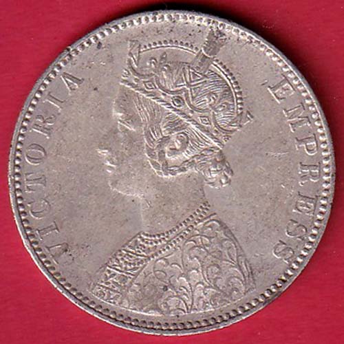 BRITISH INDIA 1892 VICTORIA QUEEN ONE RUPEE SILVER COIN– F8448 - Image 2