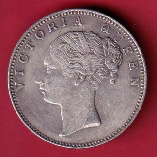 EAST INDIA COMPANY 1840 CONTINIOUS LEGEND VICTORIA QUEEN 1 RUPEE SILVER COIN– FC6814
